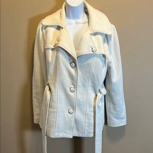 Kenneth Cole Reaction White Trench Coat with Belted Waist Size XL